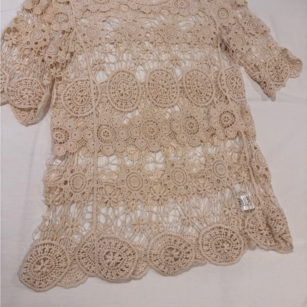 Grace &Lace Beige Crochet Lace Top